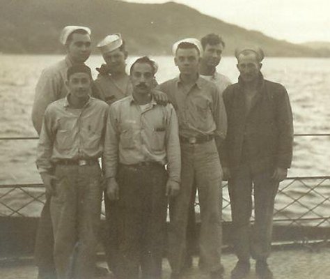 November 30, 1945, Kure, Japan: Ed Cundiff, W.D. Clarke, O.G. Brown, Walter Brozynski, Leon (Pee Wee) Dantzler, Oresta Celorie, Mel Hess (from Mel Hess)